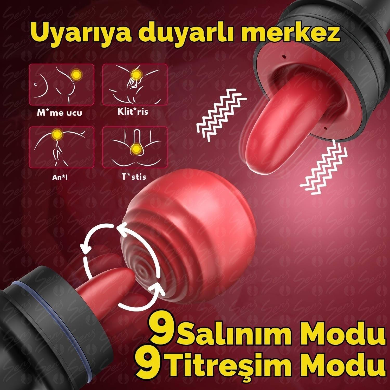 Automatic Tongue - 9 Emiş Modlu 9 Titreşim ve Rotasyon Dil Hareketli Profesyonel Otomatik Göğüs ve Vajina Vakum Pompası