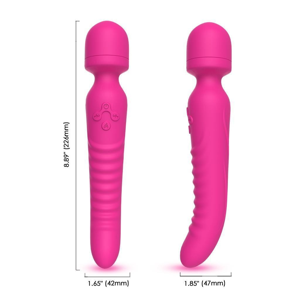 Chobe - Şarjlı Isıtmalı Çift Titreşim Motorlu Masaj Aleti Klitoris ve G Nokta Wand Orgazm Vibratör