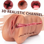 Daria - Realistik Doku Oral Anal Vajinal 3 in 1 Titreşimli Suni Vajina Mastürbatör 18 CM