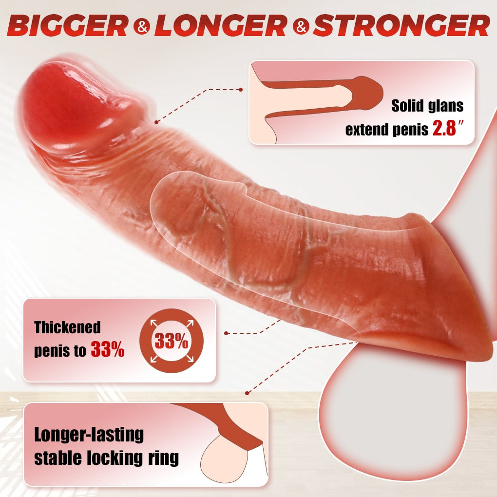 David - Uzaktan Kumandalı Şarjlı G Spot Uyarıcı Güçlü Titreşimli Ultra Realistik Penis Kılıfı - 7.2 CM Uzatmalı