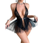 Fantezi İç Giyim Seksi Tül Etekli Askılı Bel Kemerli Erotik Gecelik Bodysuit - 8616