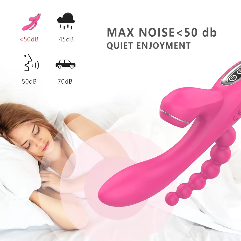 Abel - Şarjlı Triple Anal Beads G Spot ve Klitoris Uyarıcı Güçlü 3 in 1 Emiş Vibratör