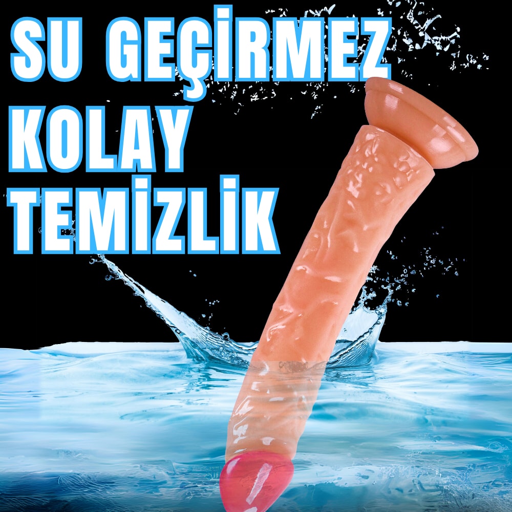 Güçlü Vantuzlu Damarlı Testissiz Realistik Dildo Anal Vajina Kullanım Gerçekçi Yapay Penis 21x3.5 CM