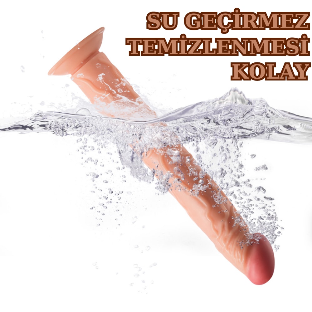 Realistik Dokuda Damarlı Dildo Testissiz Büyük Boy Gerçekçi Yapay Penis 35x4.8 CM