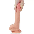 Çift Katmanlı Yumuşak Doku Realistik Dildo Silikon Gerçekçi Yapay Penis 22x3.8 CM