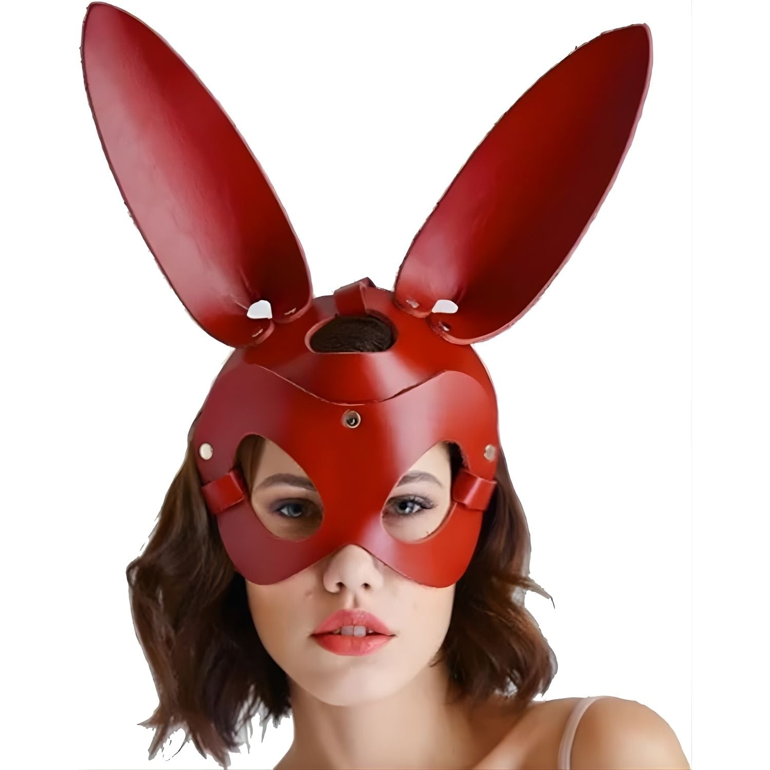 Sens Fantasy Leather Bunny Mask Uzun Kulaklı Playboy Tavşan Deri Maske - J966