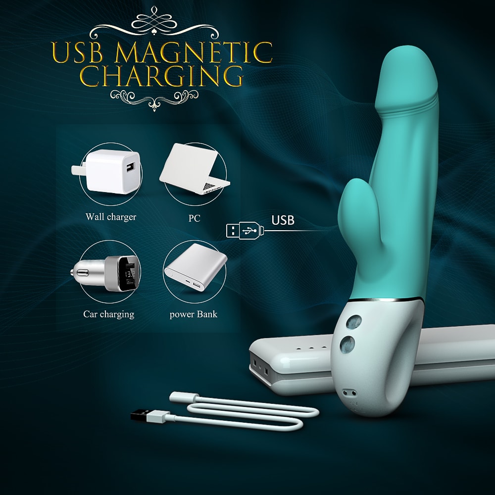 Wave Şarjlı Tutma Halkalı Güçlü Titreşimli G Nokta ve Klitoris Uyarıcı 2 in 1 Rabbit Vibratör