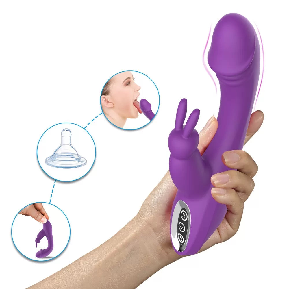OLLY - Manyetik Şarjlı Su Geçirmez Klitoris ve G Spot Uyarıcı 2 in 1 Rabbit Tavşan Vibratör