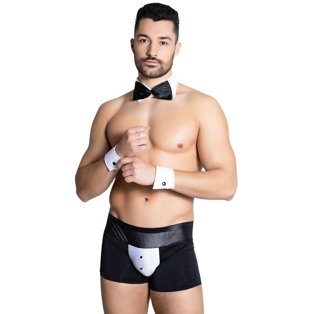Sens Fantezi Erkek İç Giyim Seksi Boxer ve Papyonlu Erkek Takım Elbise Erotik Smokin Kostüm - 9006