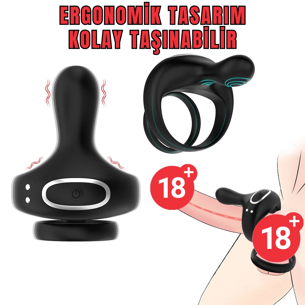 Aurora - Şarjlı Telefon Bluetooth Kontrollü Klitoris Uyarıcı Vibratör Titreşimli Testis ve Penis Yüzüğü