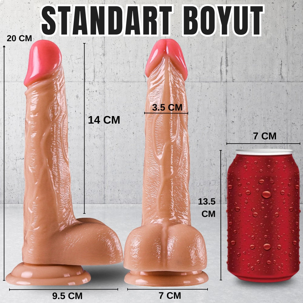 Güçlü Vantuzlu Damarlı İnce Realistik Dildo Gerçekçi Yapay Penis 20x3.5 CM
