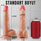 Güçlü Vantuzlu Damarlı İnce Realistik Dildo Gerçekçi Yapay Penis 20x3.5 CM