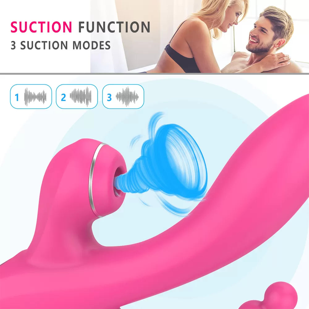 Abel - Şarjlı Triple Anal Beads G Spot ve Klitoris Uyarıcı Güçlü 3 in 1 Emiş Vibratör