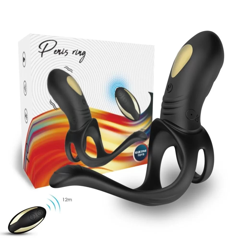 Caden Pro - Şarjlı Kablosuz Kumandalı Perine ve Klitoris Uyarıcı Titreşimli Testis ve Penis Halkası