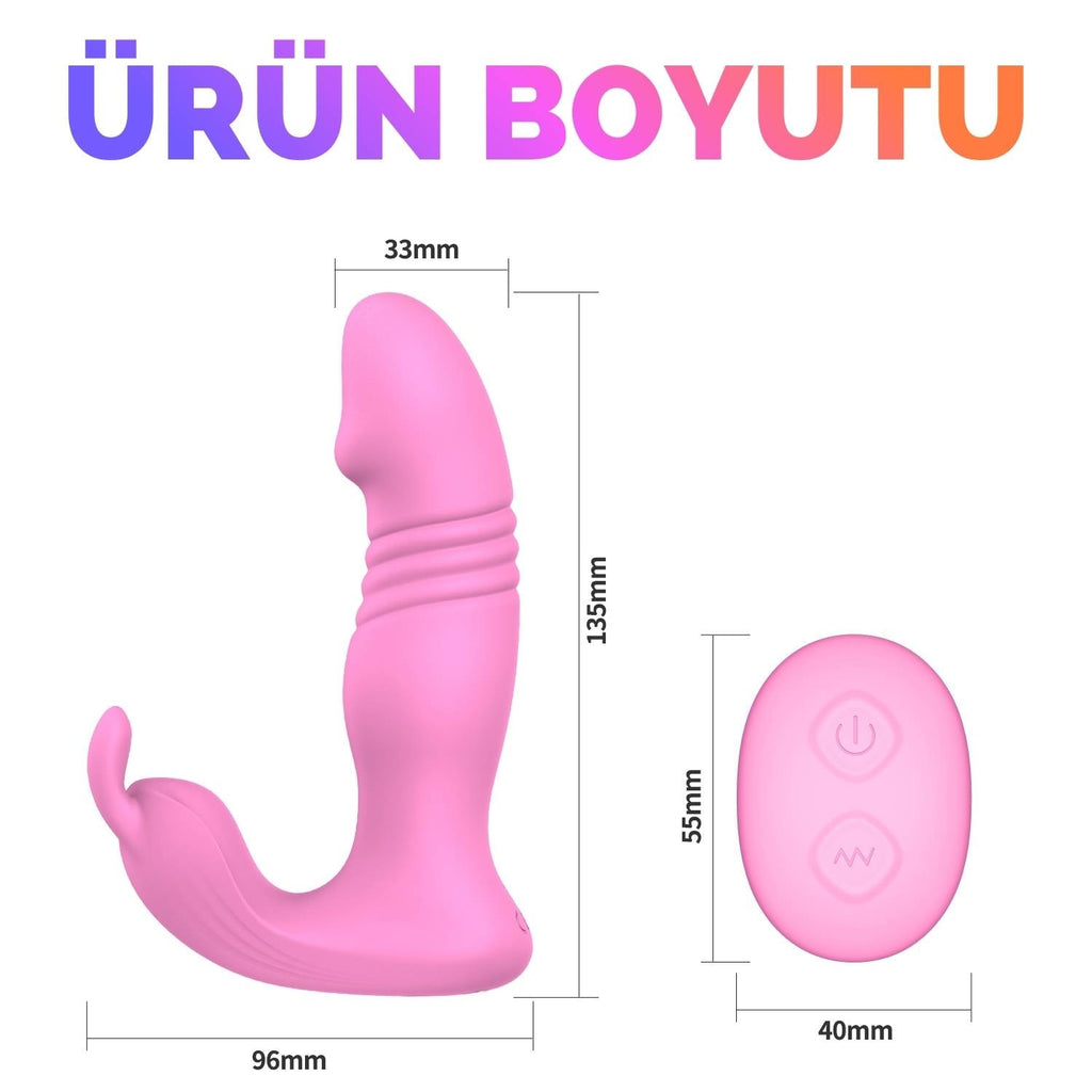 Luna APP RCT - Şarjlı Kumanda Ve Telefon Kontrollü İleri Geri Hareketli Çift Motorlu Giyilebilir Rabbit Vibratör