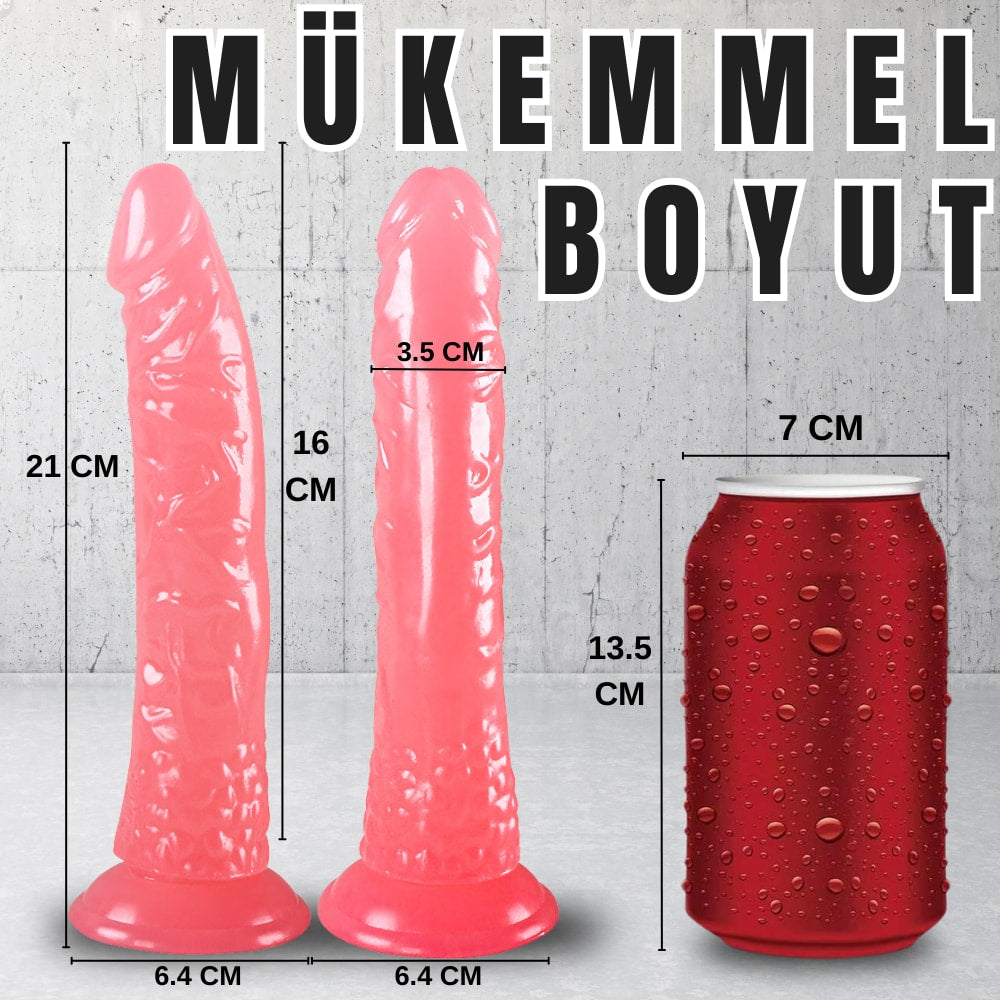 Güçlü Vantuzlu Damarlı Testissiz Realistik Dildo Anal Vajina Kullanım Gerçekçi Yapay Penis 21x3.5 CM
