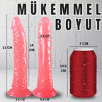Güçlü Vantuzlu Damarlı Testissiz Realistik Dildo Anal Vajina Kullanım Gerçekçi Yapay Penis 21x3.5 CM