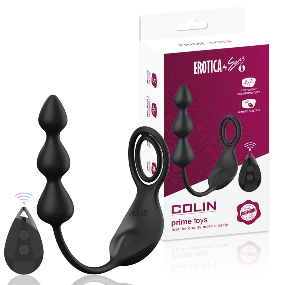 Colin - Şarjlı Uzaktan Kumandalı Testis ve Penis Halkalı Boğumlu güçlü Titreşimli Prostat Uyarıcı Vibratör