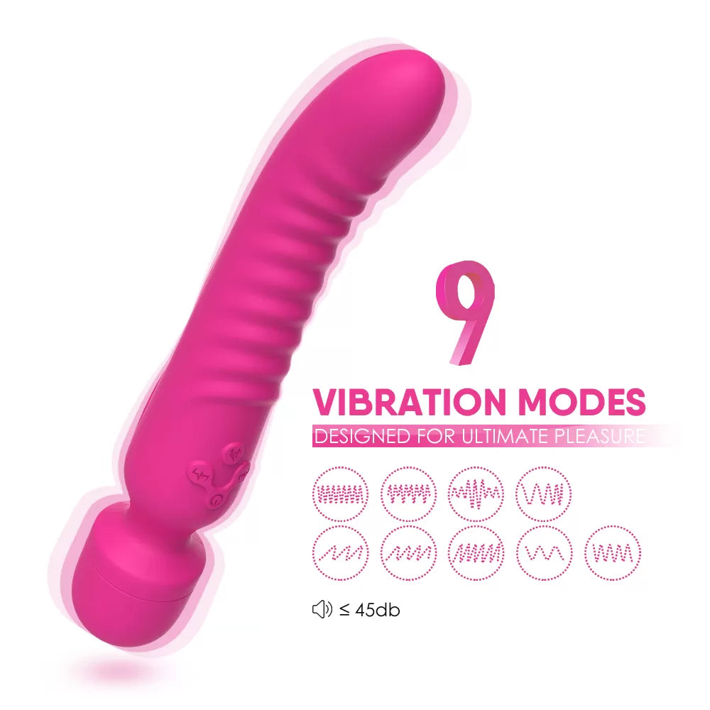 Chobe - Şarjlı Isıtmalı Çift Titreşim Motorlu Masaj Aleti Klitoris ve G Nokta Wand Orgazm Vibratör
