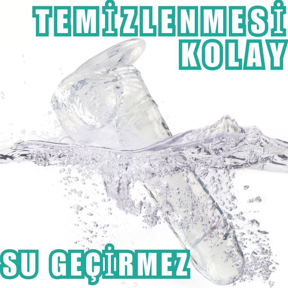 MYST COLOR Dildo Realistik Jel Dokuda Ultra Yumuşak Şeffaf Yapay Penis 22 CM