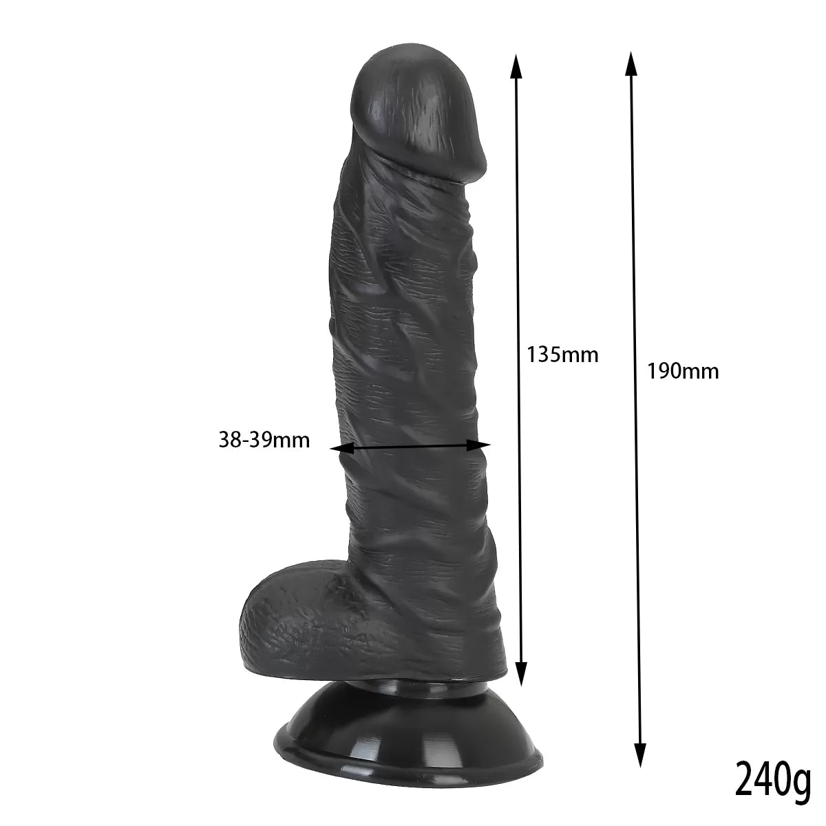 Dana - Güçlü Vantuzlu Siyahi Realistik Dildo Gerçekçi Yapay Penis 19x3.8 CM