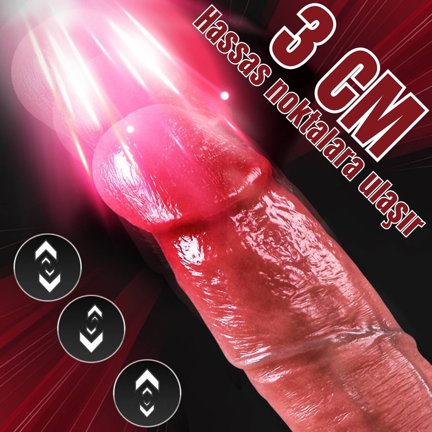 Kane - Şarjlı Kumandalı Isıtmalı Titreşimli Gerçekçi Yapay Penis İleri Geri Hareketli ve Rotasyonlu Realistik Dildo 21.5 CM