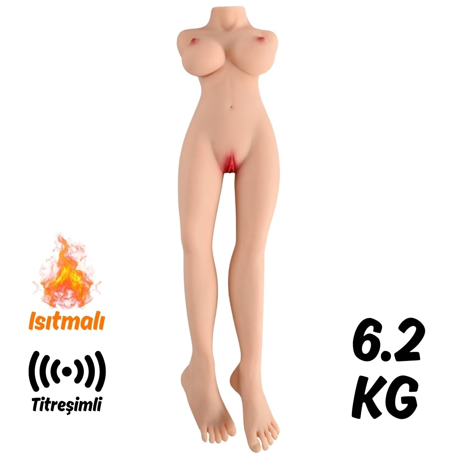 Riley - İskeletli Yarım Realistik Manken Anal Vajina Çift Girişli Isıtmalı Titreşimli Mastürbatör 6.2 KG
