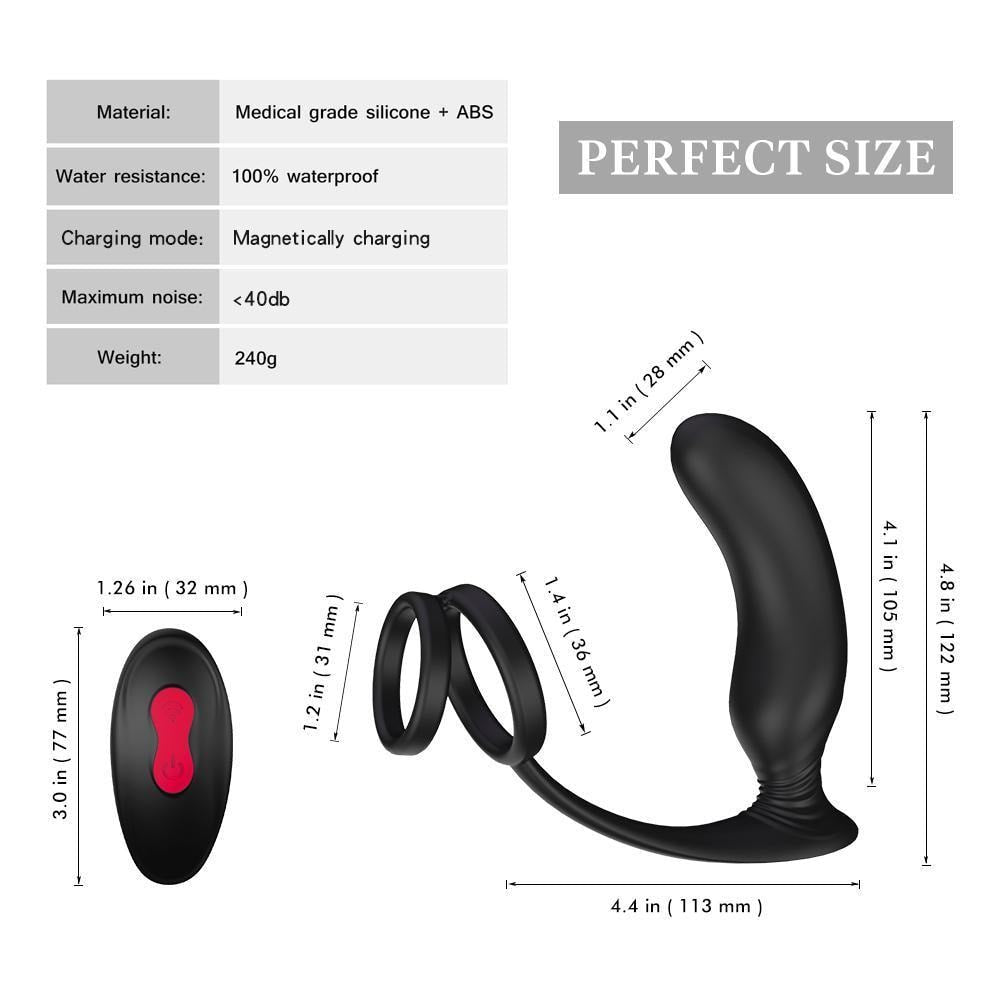 Lanco - Şarjlı Testis ve Penis Halkalı Prostat ve Anüs Uyarıcı Masaj Vibratör