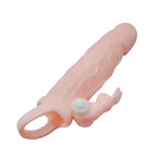 Brave Man - Uzatmalı Klitoris ve G-Spot Uyarıcı Titreşimli 2 in 1 Silikon Penis Kılıfı - Ten Rengi