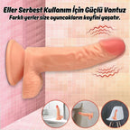 Ryan - Kumandalı Vantuzlu Güçlü Titreşimli Gerçekçi Yapay Penis Realistik Dokuda Dildo 21 CM