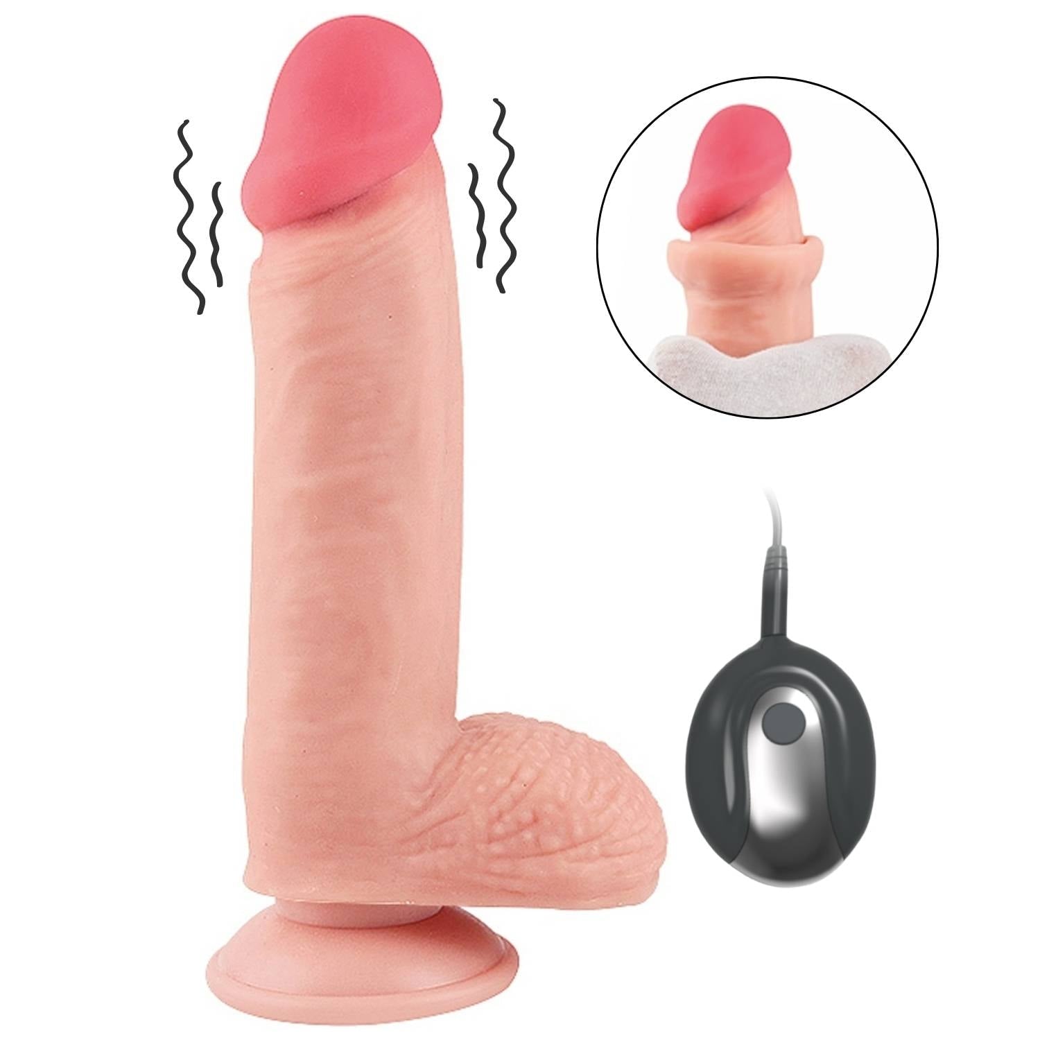 Marcus - Hareketli Kayar Deri Çift Katmanlı Realistik Vibratör Dildo Ultra Yumuşak Gerçekçi Titreşimli Yapay Penis