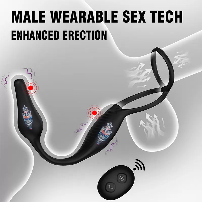 Alan Rct - Şarjlı Kumandalı Testis ve Penis Halkalı Güçlü Titreşimli Aynı Anda Perine ve Prostat Uyarıcı Vibratör
