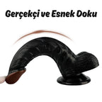 Wesley - Kumandalı Vantuzlu Eğik Yapı Güçlü Titreşimli Gerçekçi Zenci Yapay Penis Realistik Dokuda Dildo 22 CM