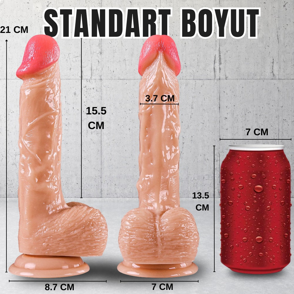 Güçlü Vantuzlu Damarlı Realistik Dildo Gerçekçi Yapay Penis 21x3.7 CM