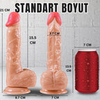Güçlü Vantuzlu Damarlı Realistik Dildo Gerçekçi Yapay Penis 21x3.7 CM