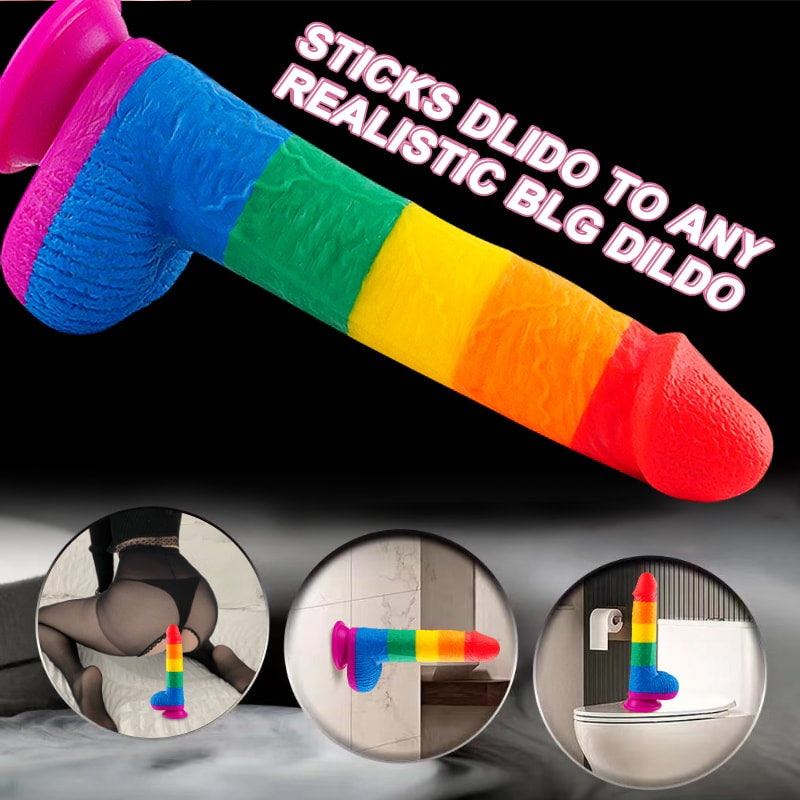 Onur Bayrağı Renkli Ultra Yumuşak Doku Silikon Gerçekçi Yapay Penis Realistik Dildo 22.5x4 CM