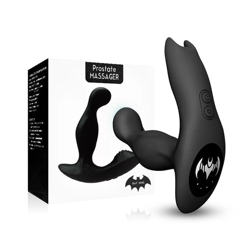 Bat King - Şarjlı Kumandalı 360° Dönme Rotasyonlu ve Güçlü Titreşimli Aynı Anda Perine ve Prostat Uyarıcı Masaj Vibratör