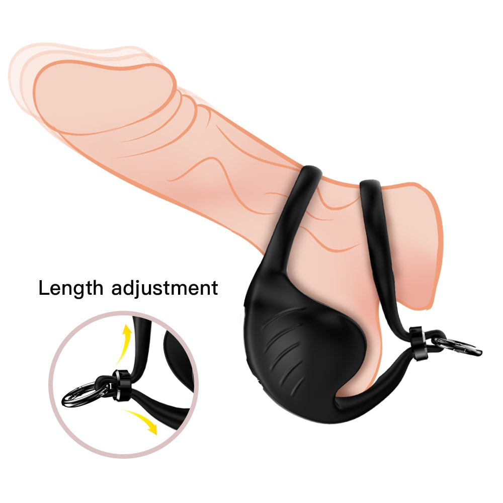 Dual Lock - Şarjlı Güçlü Titreşimli Testis ve Penis Halkalı Testis Masaj Vibratörü Penis Yüzüğü