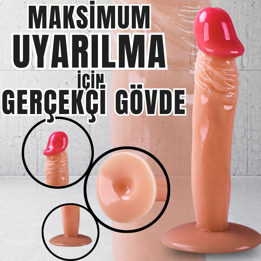 Güçlü Vantuzlu Testissiz Realistik Dildo Anal Vajina Kullanım Gerçekçi Yapay Penis 17x3.6 CM