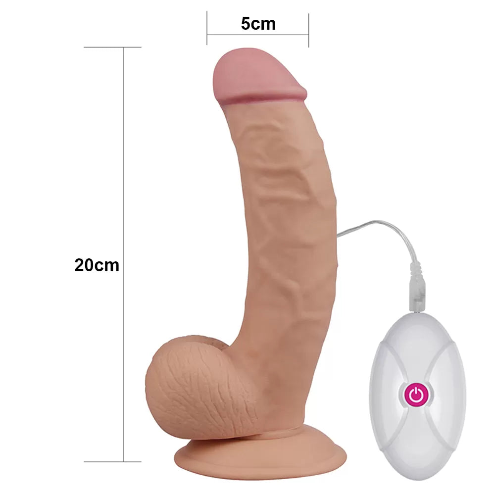 Ultra Soft Realistik Dildo Güçlü Titreşimli Yumuşak Doku Gerçekçi Yapay Penis Vibratör 20 CM