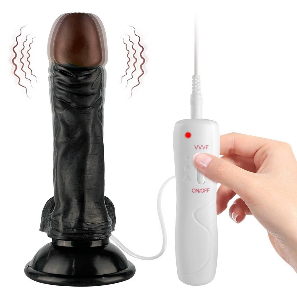 Ryan - Kumandalı Vantuzlu Güçlü Titreşimli Gerçekçi Zenci Yapay Penis Realistik Dokuda Dildo 21 CM