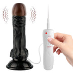 Ryan - Kumandalı Vantuzlu Güçlü Titreşimli Gerçekçi Zenci Yapay Penis Realistik Dokuda Dildo 21 CM