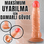 Güçlü Vantuzlu Damarlı Realistik Dildo Gerçekçi Yapay Penis 19x3.6 CM