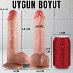 Güçlü Vantuzlu Damarlı Realistik Dildo Gerçekçi Yapay Penis 20x3.6 CM