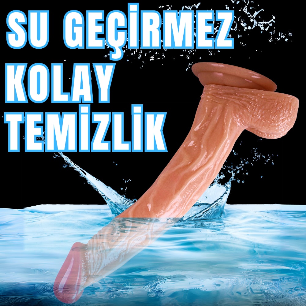 Güçlü Vantuzlu Eğik ve Damarlı Realistik Dildo Gerçekçi Yapay Penis 25x3.7 CM
