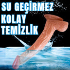 Güçlü Vantuzlu Eğik ve Damarlı Realistik Dildo Gerçekçi Yapay Penis 25x3.7 CM
