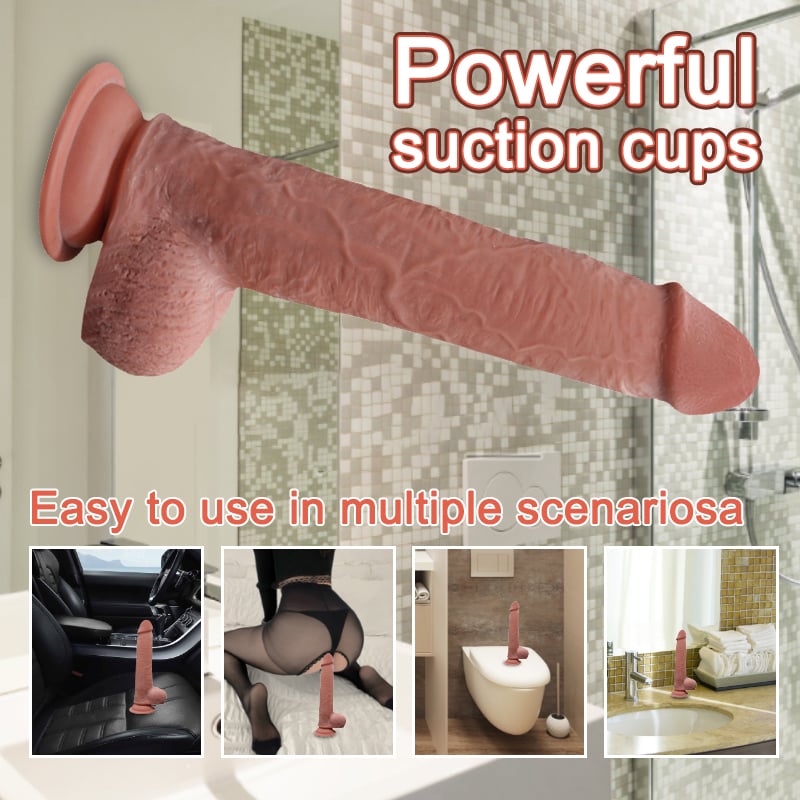 Hareketli Kayar Deri Çift Katmanlı Realistik Dildo Ultra Yumuşak Gerçekçi Yapay Penis 23x4 CM