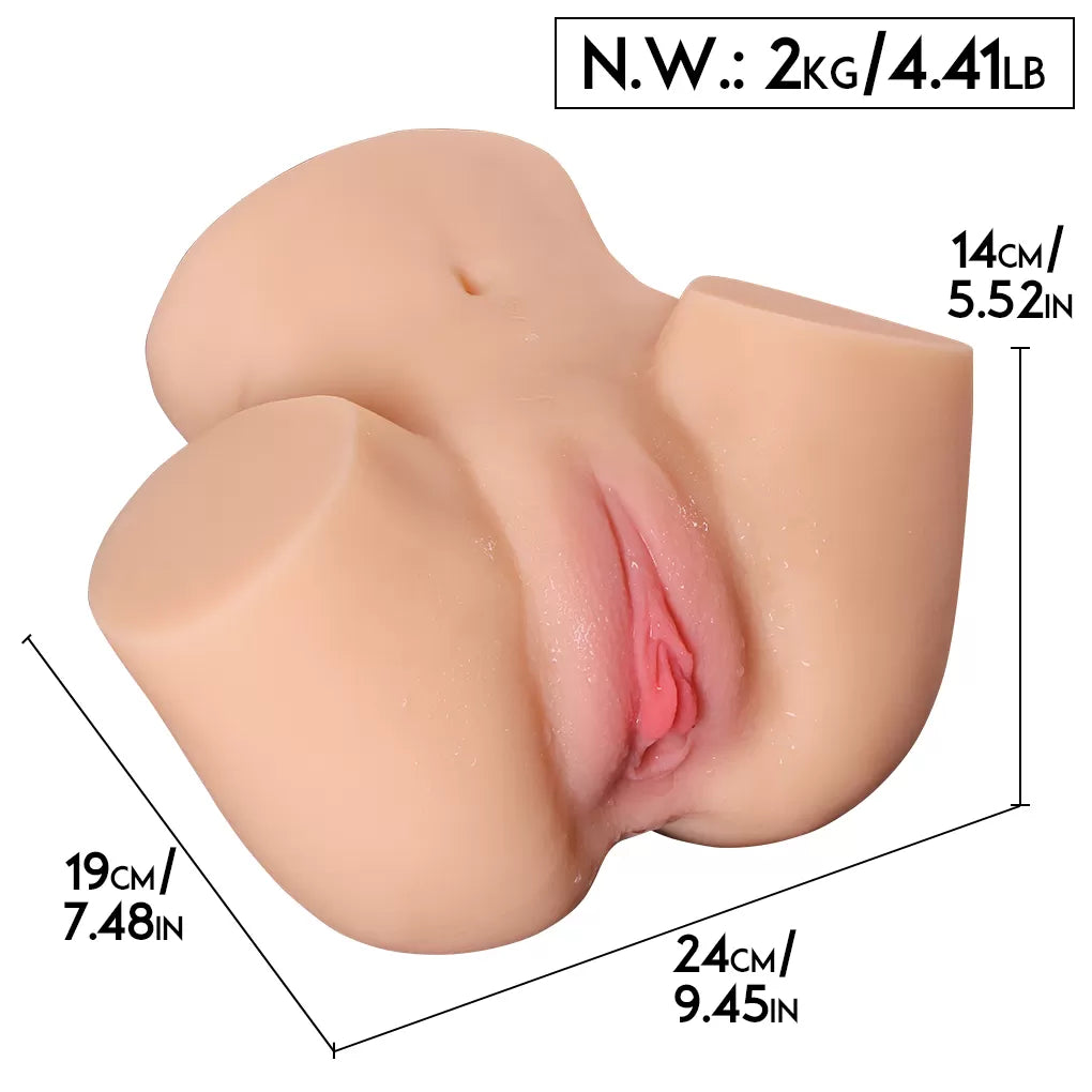 Iva - Anal Vajina Çift Girişli Realistik Kalça Titreşimli 2 in 1 Suni Vajina Mastürbatör 2 KG