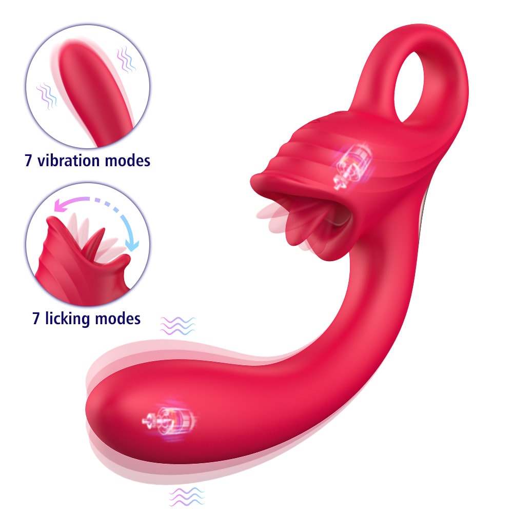 Ellie - Manyetik Şarjlı Aynı Anda Klitoris ve G Spot Uyarıcı Dil Yalama Hareketli Esnek Kavisli Vibratör