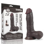 Tam Testis Hareketli Kayar Deri Ultra Yumuşak Doku Çift Katmanlı Kıkırdaklı Realistik Dildo Gerçekçi Yapay Penis 20x4.5 CM